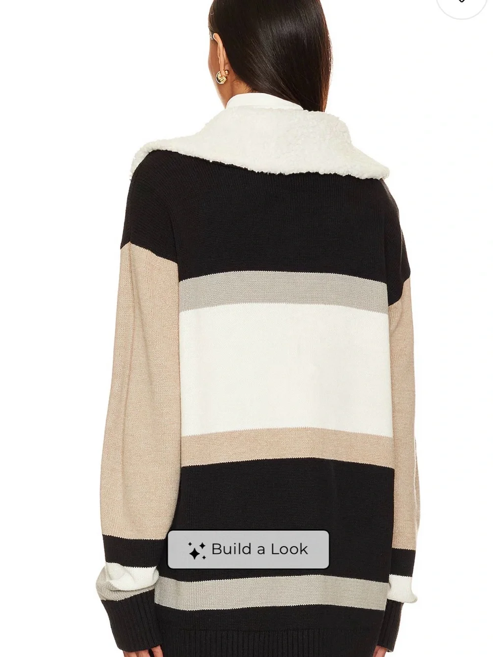 Oversized Apres Graphic Half-Zip Sweater - Black, Beige, Cream
